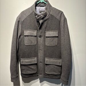 MURANO MEN'S CHARCOAL GRAY WOOL BLEND MILITARY STYLE‎ JACKET Puffer Lining SZL